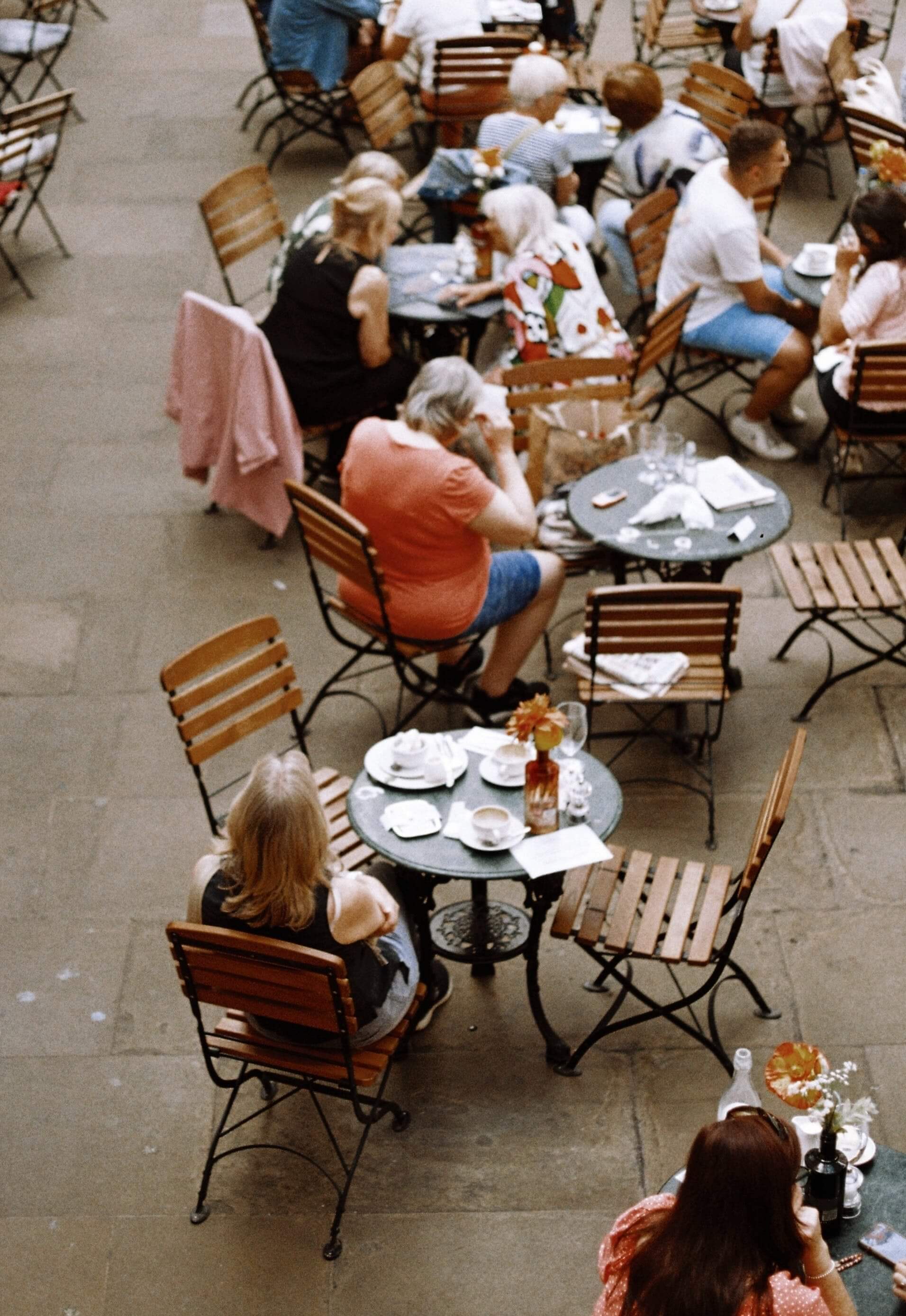 a picture of an outdoor cafe